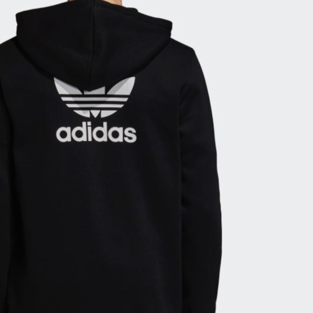 NWT Adidas Trefoil Zip Up Black Fleece Hoodie - Picture 2 of 8
